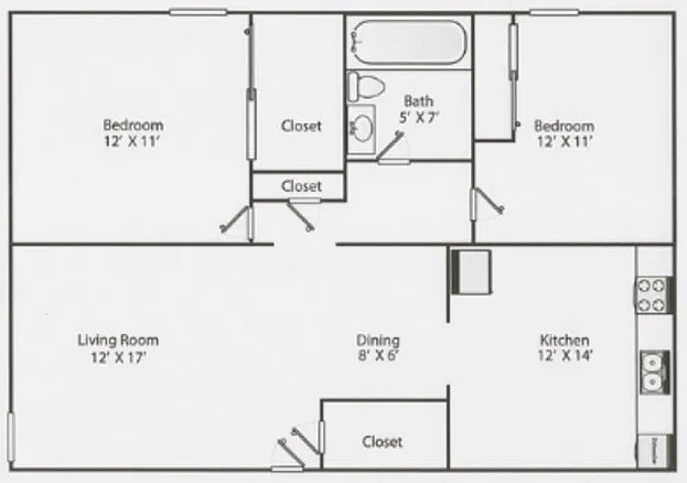Floor plan 1Bedroom 1 Bathroom