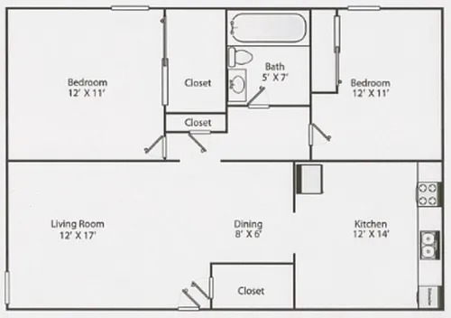 Floor plan 1Bedroom 1 Bathroom