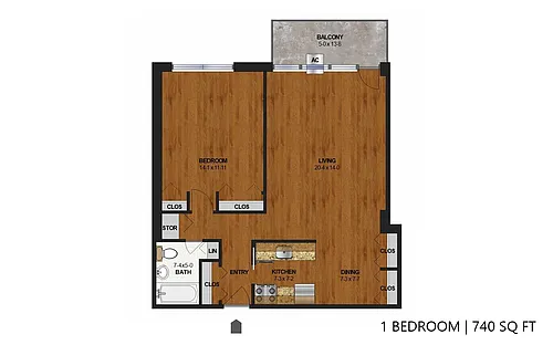 Floor plan The Shores - One Bedroom (A)