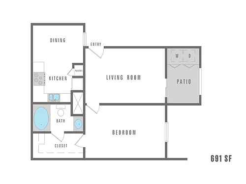 Floor plan 1 Bedroom 1 Bath