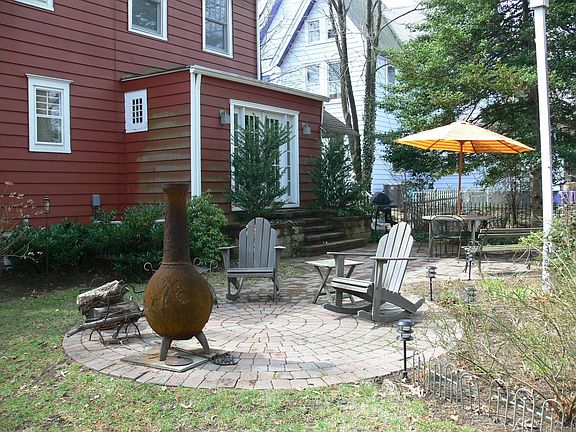 Patio with perennial garden