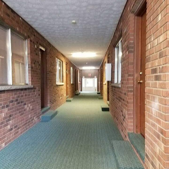 Townhouses are on first floor. Apartments are on ground floor
