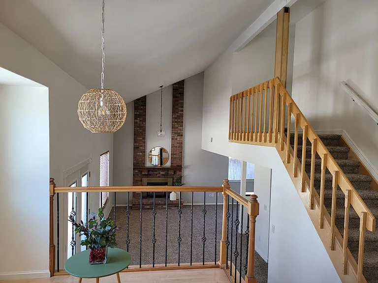 Kitchen looks into family room