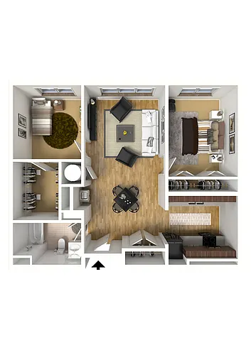 Floor plan 2 Bedroom, 1 Bath