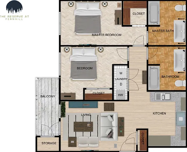 Two Bedroom 2D Floor Plan Two Bedroom 2D Floor Plan