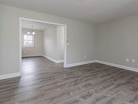 Modern grey composite flooring, luxurious molding and custom paint