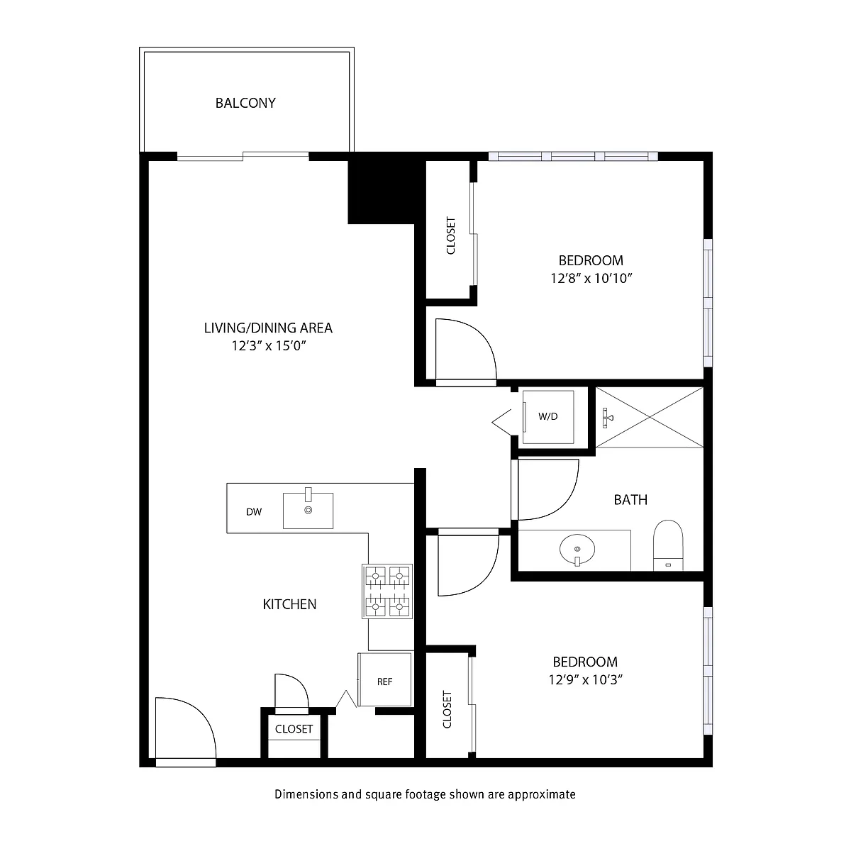 Floor plan 2 Bedroom / 1 Bath