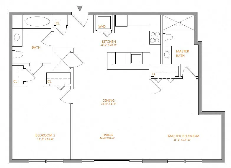 Floor plan 2 Bed/2 Bath-U
