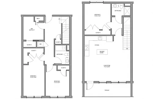 Floor plan Three Bedroom Two Bath Deluxe
