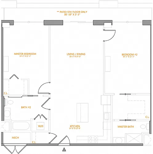 Floor plan 2 Bed/2 Bath-5-6O