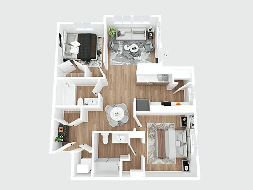 Floor plan 2 Bed + 2 Bath