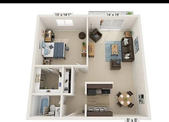 English Oak; Spacious one bedroom one bath with oversized walk in closet and patio/balcony. English Oak; Spacious one bedroom one bath with oversized walk in closet and patio/balcony.