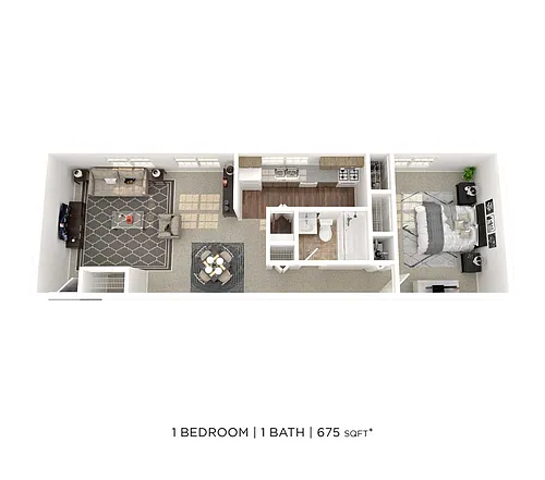 Floor plan One Bedroom - 670 sqft