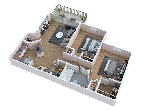 Floor plan Two Bed One Bath Renovated