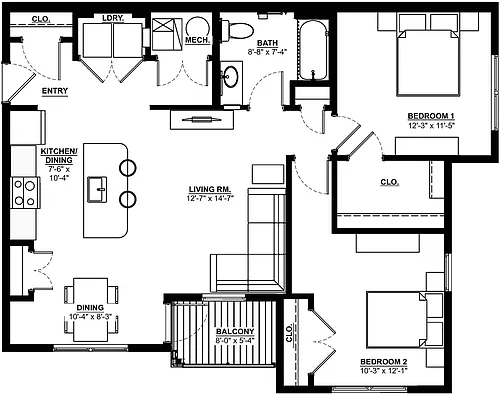 Floor plan Two Bedroom Flat