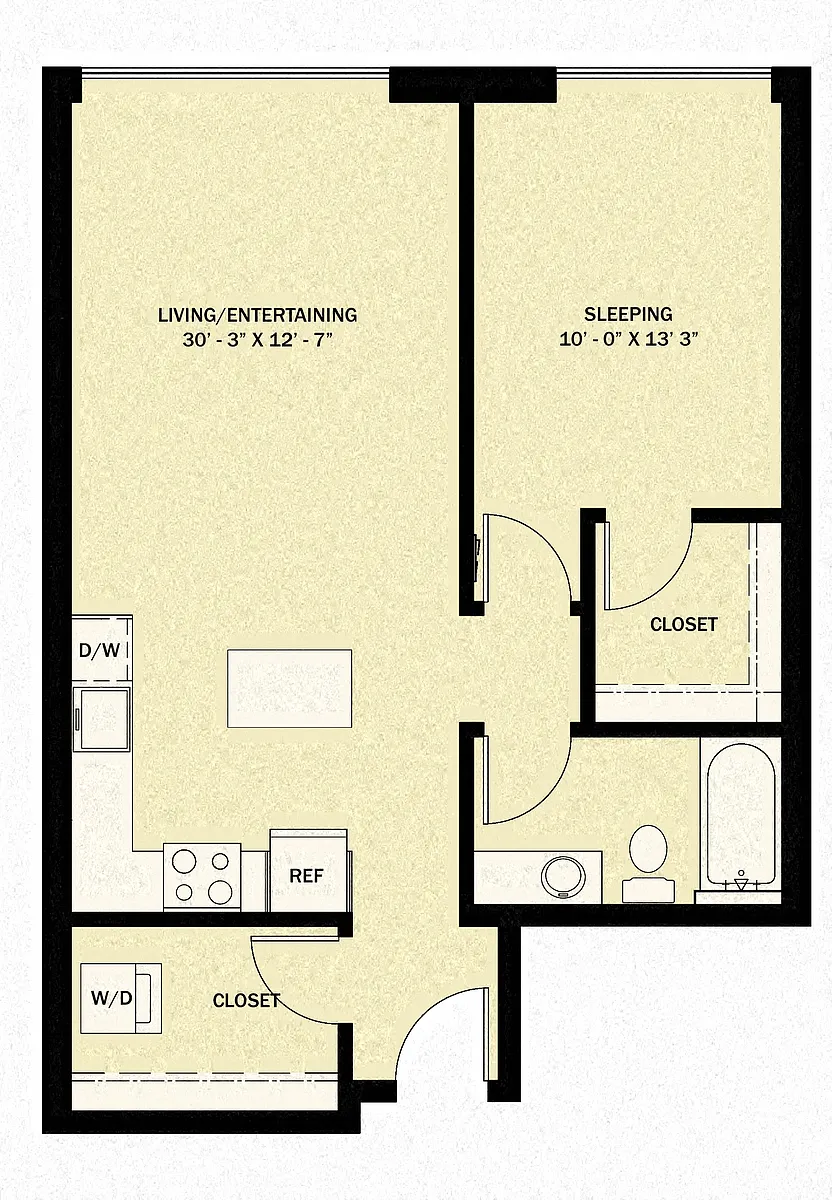 Floor plan 1 Bedroom 1 Bath B13