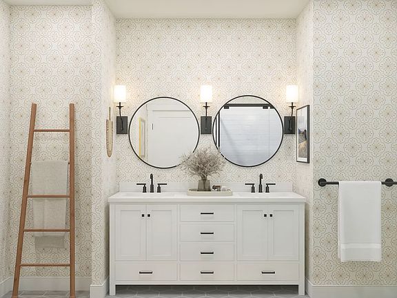 Primary bath with freestanding vanity-Artist Rendering