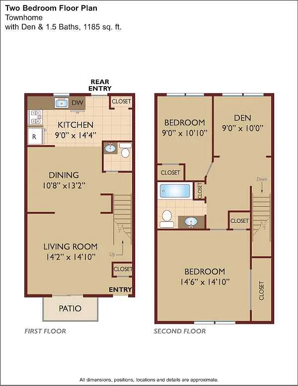 Floor plan $2.60/sq.ft. - Two Bedroom Den TownHome