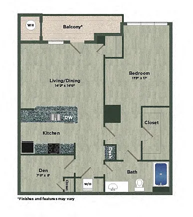 Floor plan 1 Bed 1 Bath R