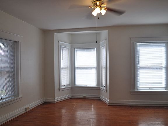 Large living room with bay window