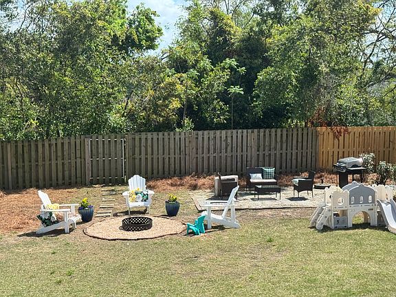 Fire-pit, patio seating and BBQ