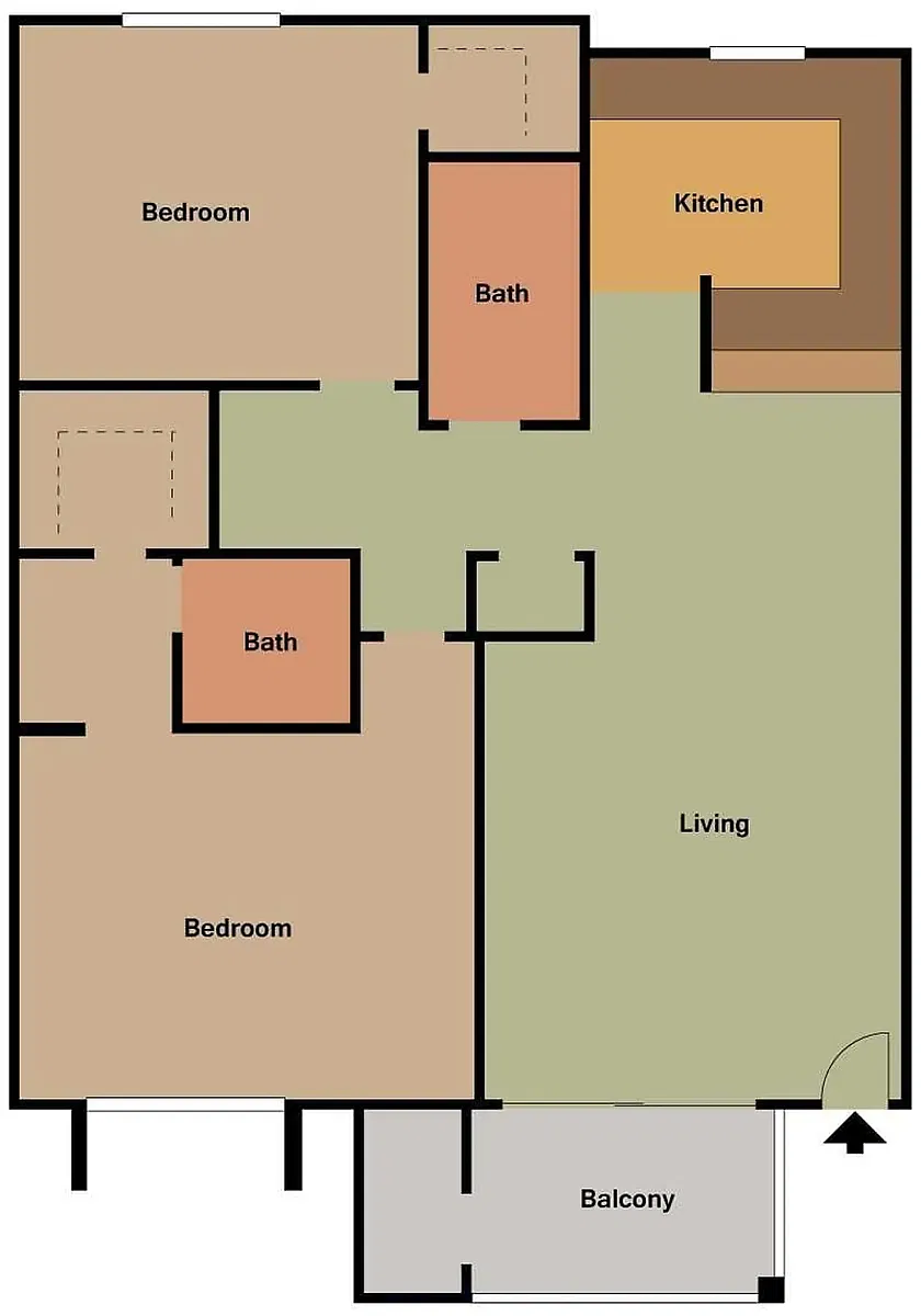 Floor plan 2 bdrm 2 bth updated