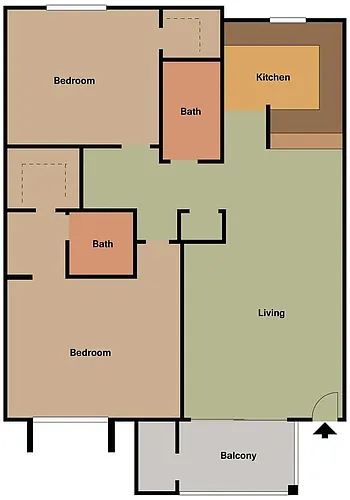 Floor plan 2 bdrm 2 bth updated