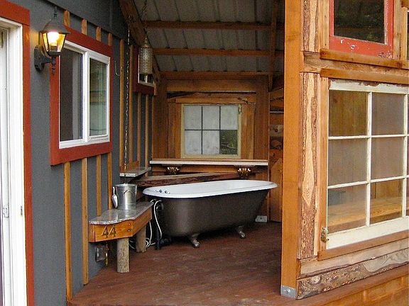 Bath house in back