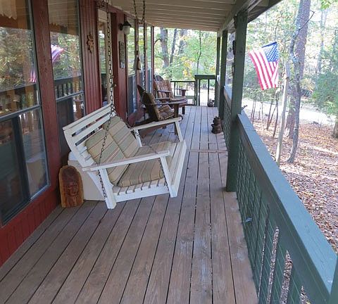 How about morning coffee on the front covered porch?