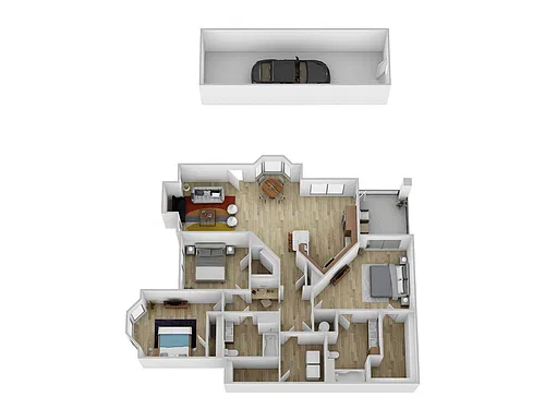 Floor plan 3 Bed, 2 Bath C w/ Garage and Upgraded
