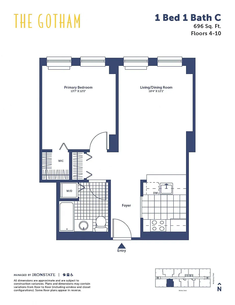 Floor plan 1 Bed 1 Bath C