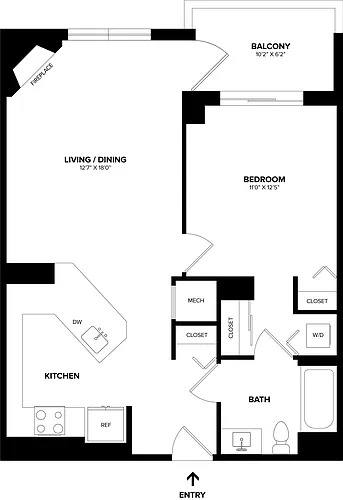 Floor plan 1 Bed/1 Bath-A04R