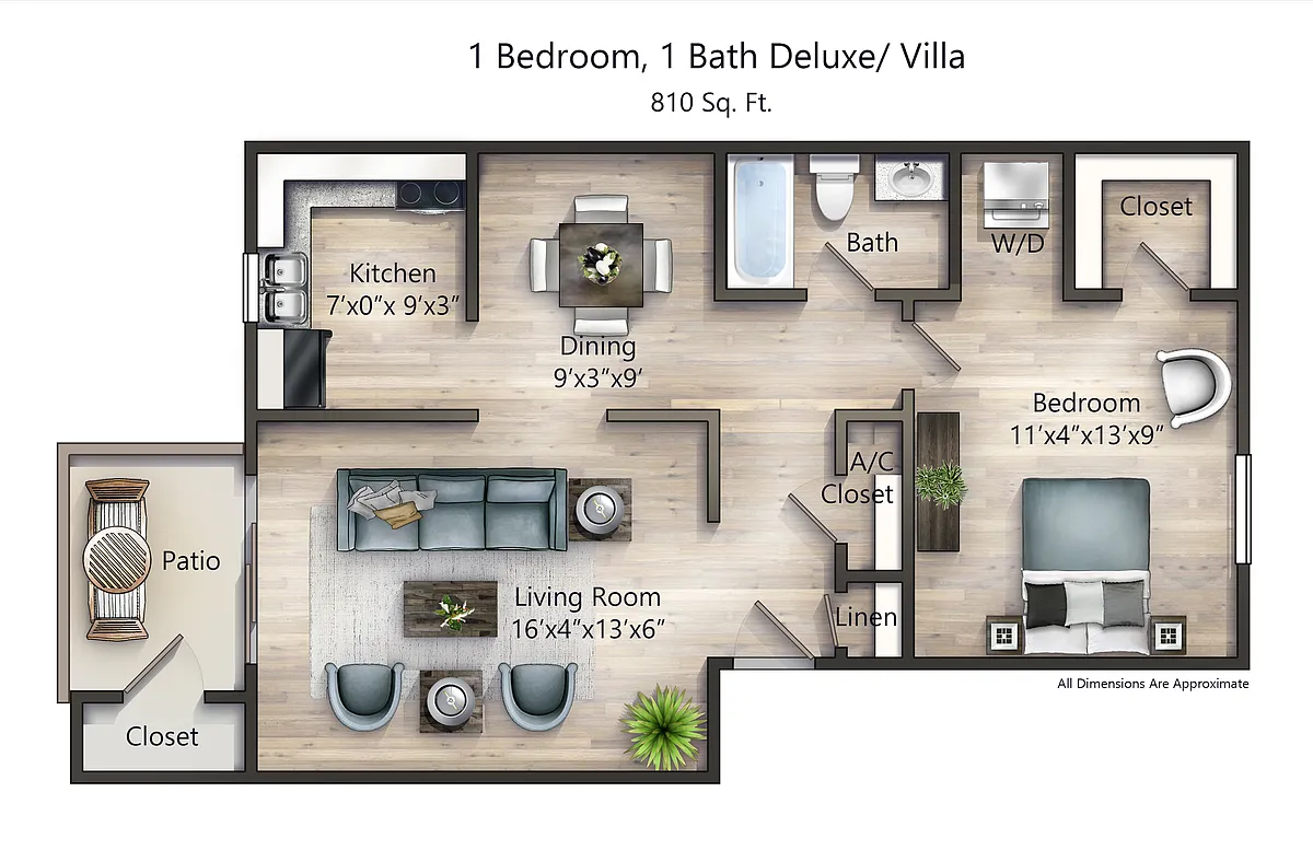 Floor plan 1 bedroom 1 Bath Villa