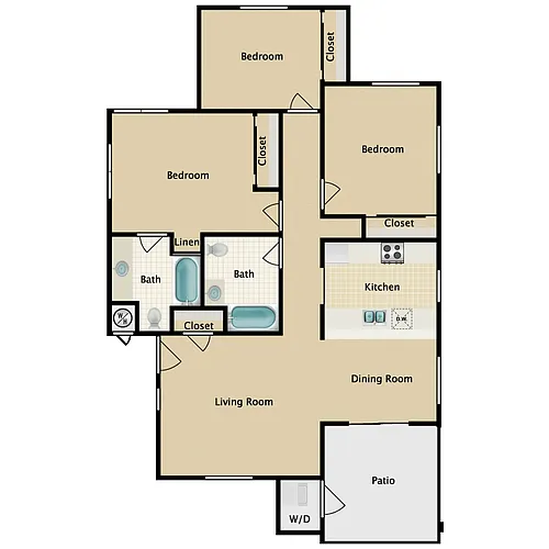 Floor plan 3 Bedroom 2 Bathroom