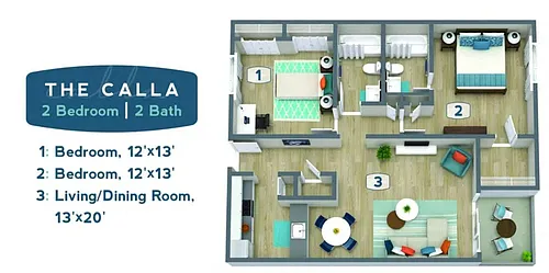 Floor plan The Calla (2x2)