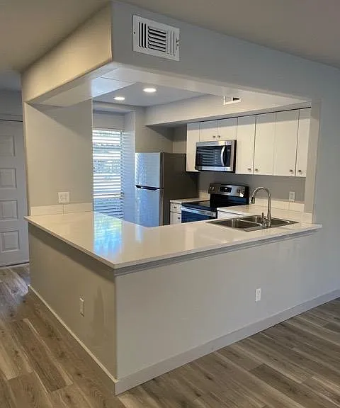 Kitchen view from living room.