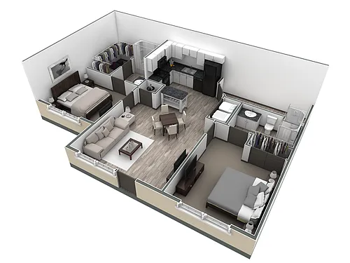 Floor plan 2-2 BR Retreat Courtyard