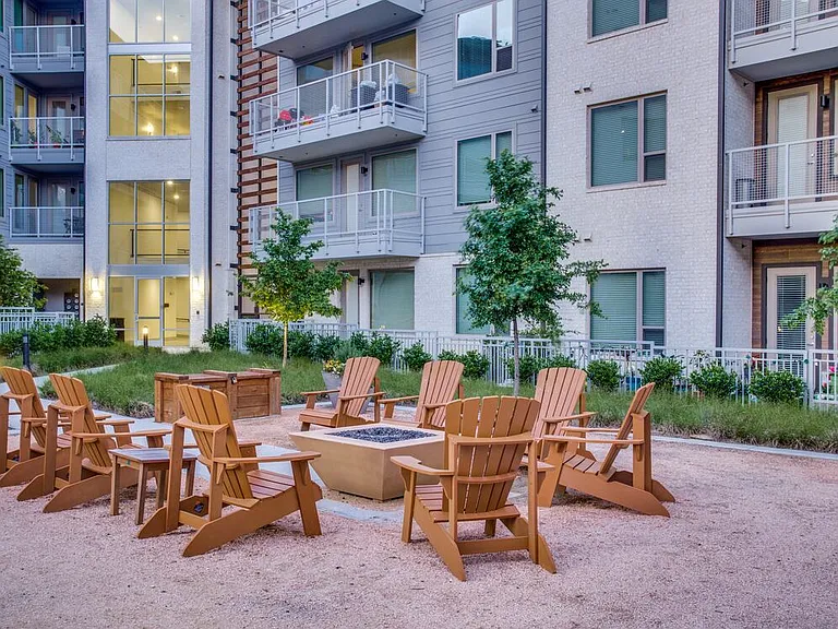 Courtyard with firepit and seating