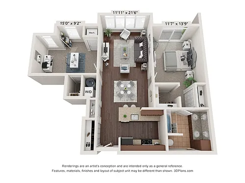 Floor plan One Bedrooms
