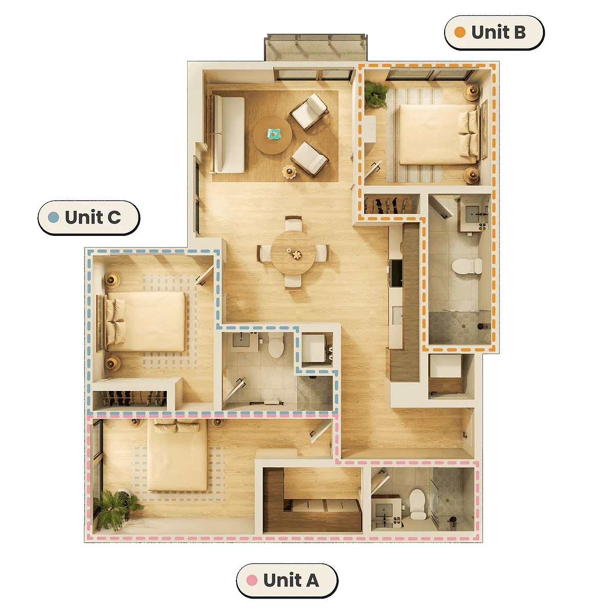 Floor plan 3 bed, 3 bath floorplan