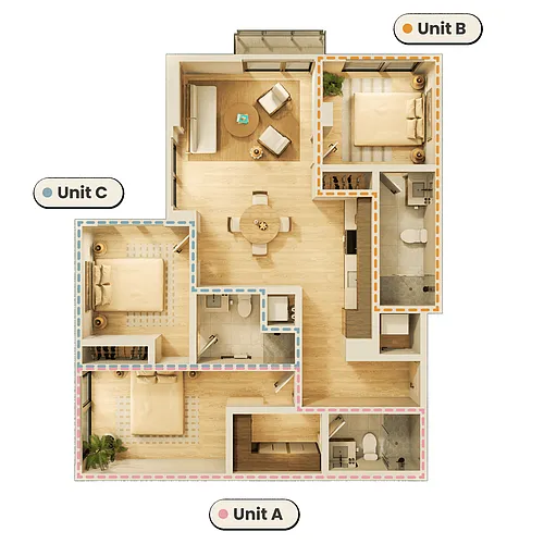 Floor plan Rent By Bedroom (3A)