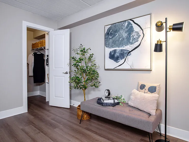 Featuring a spacious walk-in closet, stylish decor, and modern flooring, our bedrooms offer the perfect space for relaxation and organization.