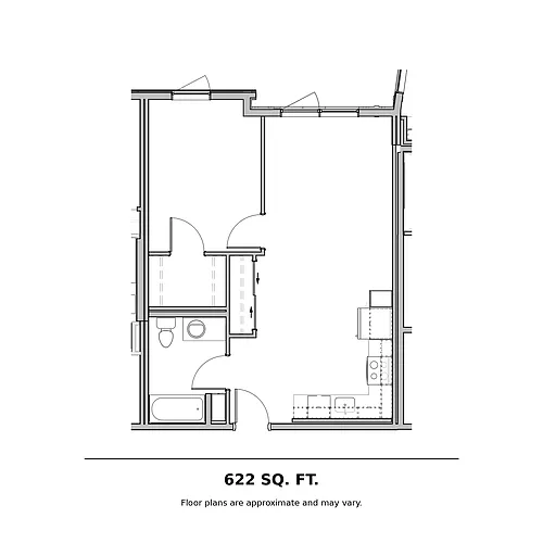 Floor plan 1 Bedroom 1 Bath
