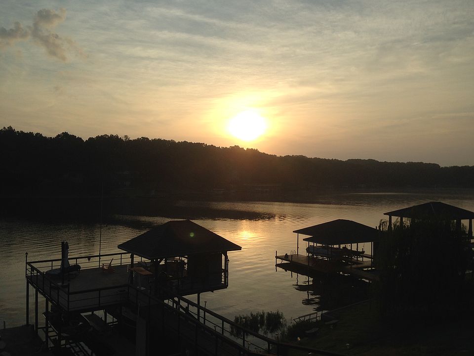 Sunrise boathouse view
