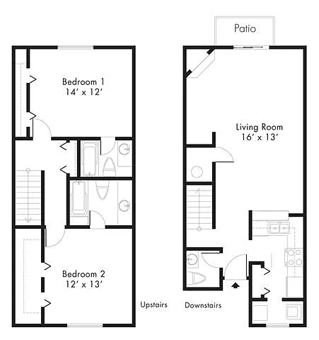 Floor plan B2 - 2 Bedroom 2.5 Bath