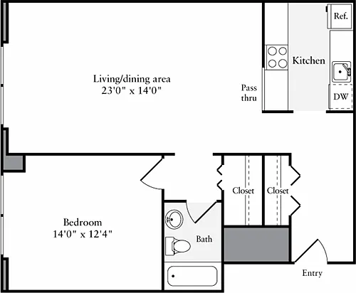 Floor plan The Lofts 1 Bedroom G