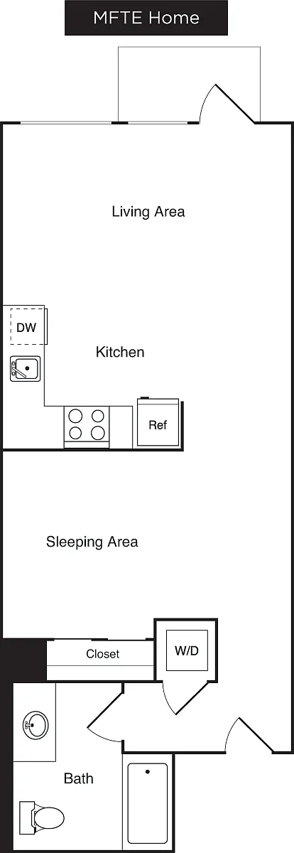 Floor plan Open 1 Bedroom B2 MFTE