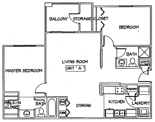 Floor plan 2Bed/2Bath Up