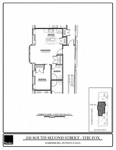 Floor plan FOX 302- 1 Bedroom - 1 Bathroom