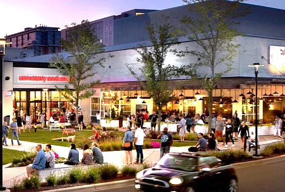 This is the nearby upscale Hilldale Mall, with its indoor and outdoor features. It has many premium stores (Macy's, Lululemon, Apple,...) and excellent food options (Bartaco, Muramoto, Cressendo Espresso Bar...).